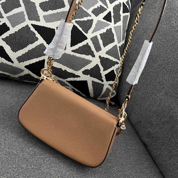 NWT Tory Burch Britten Tan Leather Convertible Flap Crossbody Shoulder Bag138772 - Picture 5 of 7